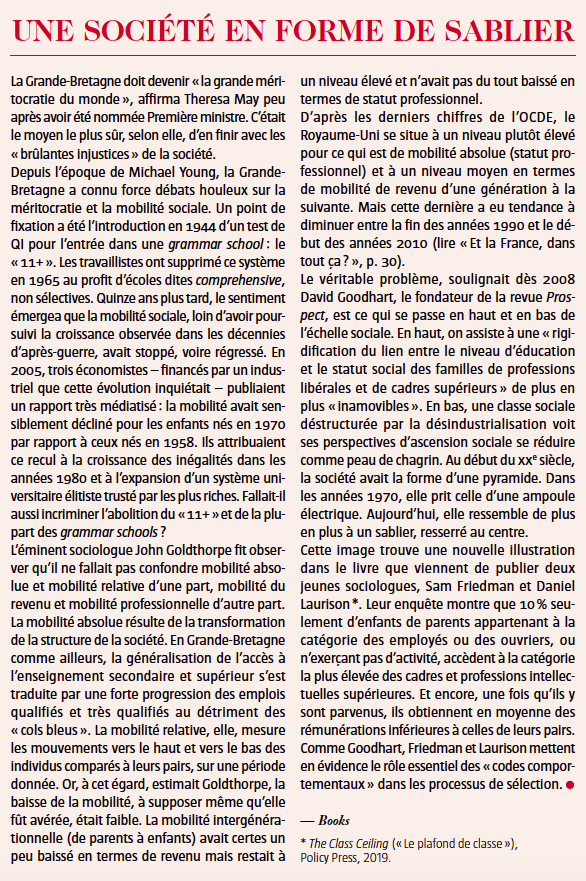 société en forme de sablier
